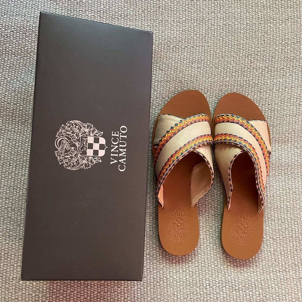 NEW IN BOX Vince Camuto Averal Sandal in Tan & Peach Multi - Size 7.5